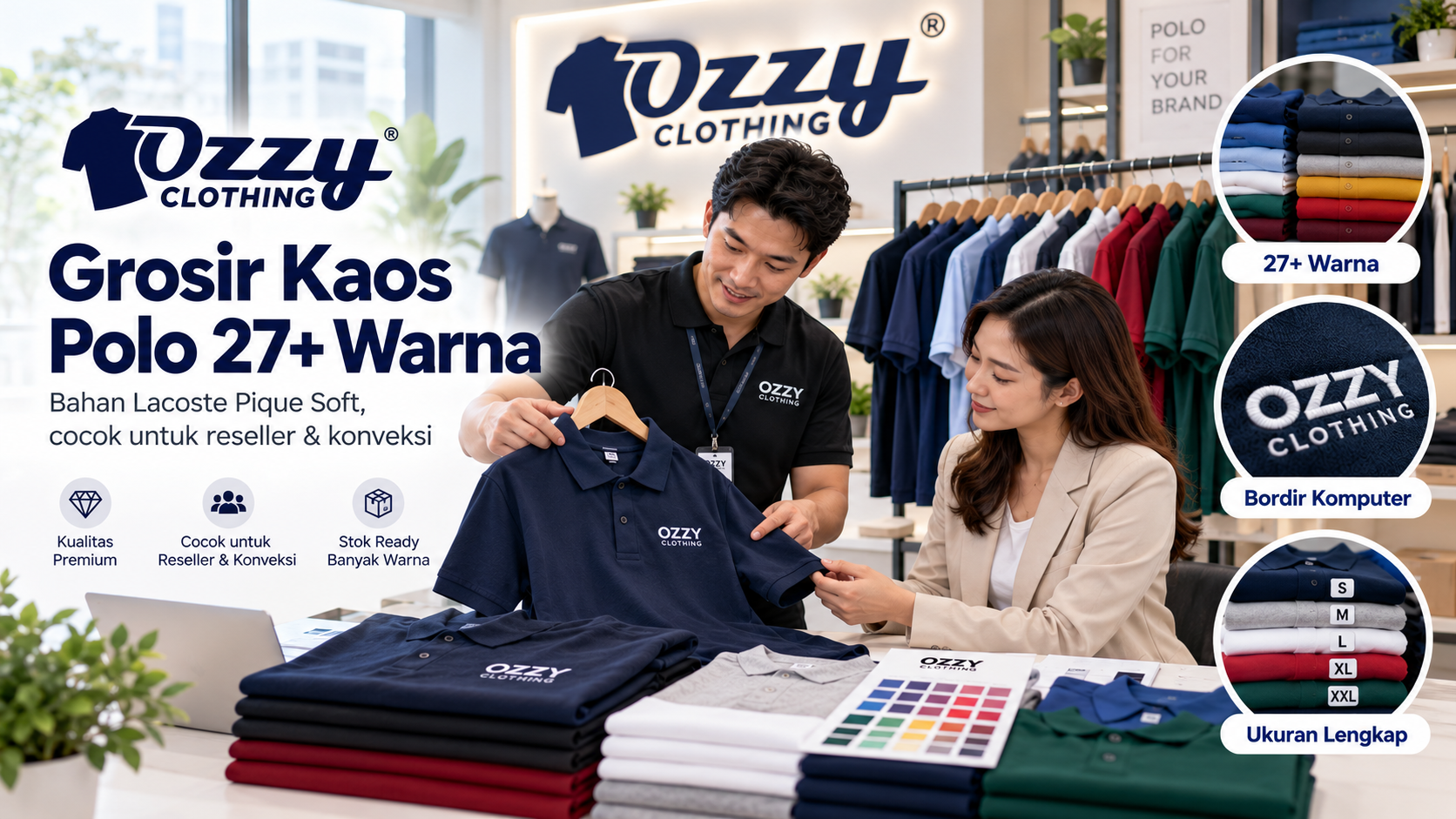 Jual Kaos Polo Grosir Murah: 27+ Warna, Bahan Lacoste Pique Soft, Cocok untuk Reseller & Konveksi