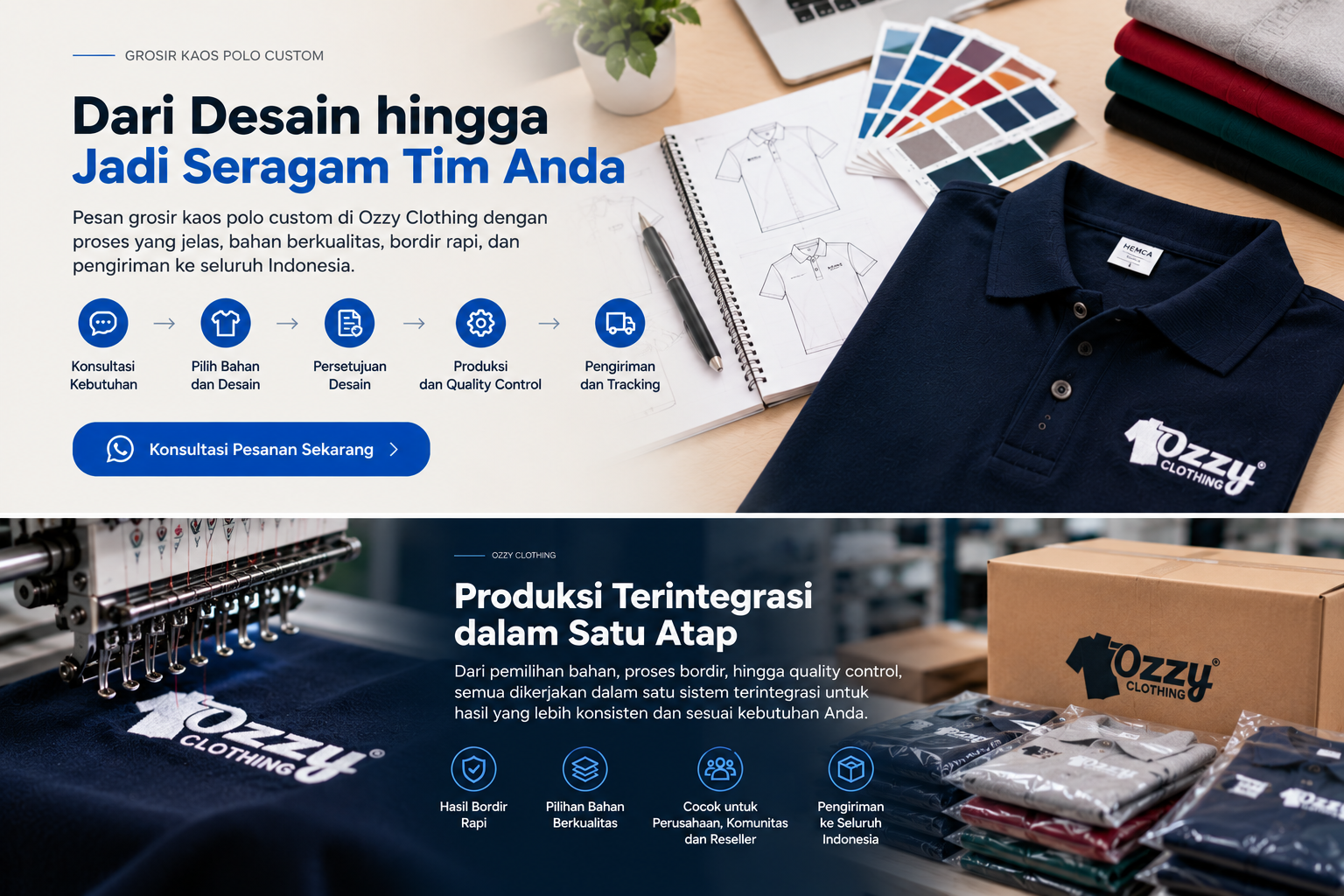 Cara Pesan Kaos Polo Grosir Custom: Dari Desain, Bahan, Pengiriman Cepat, hingga Tracking Produksi Real Time