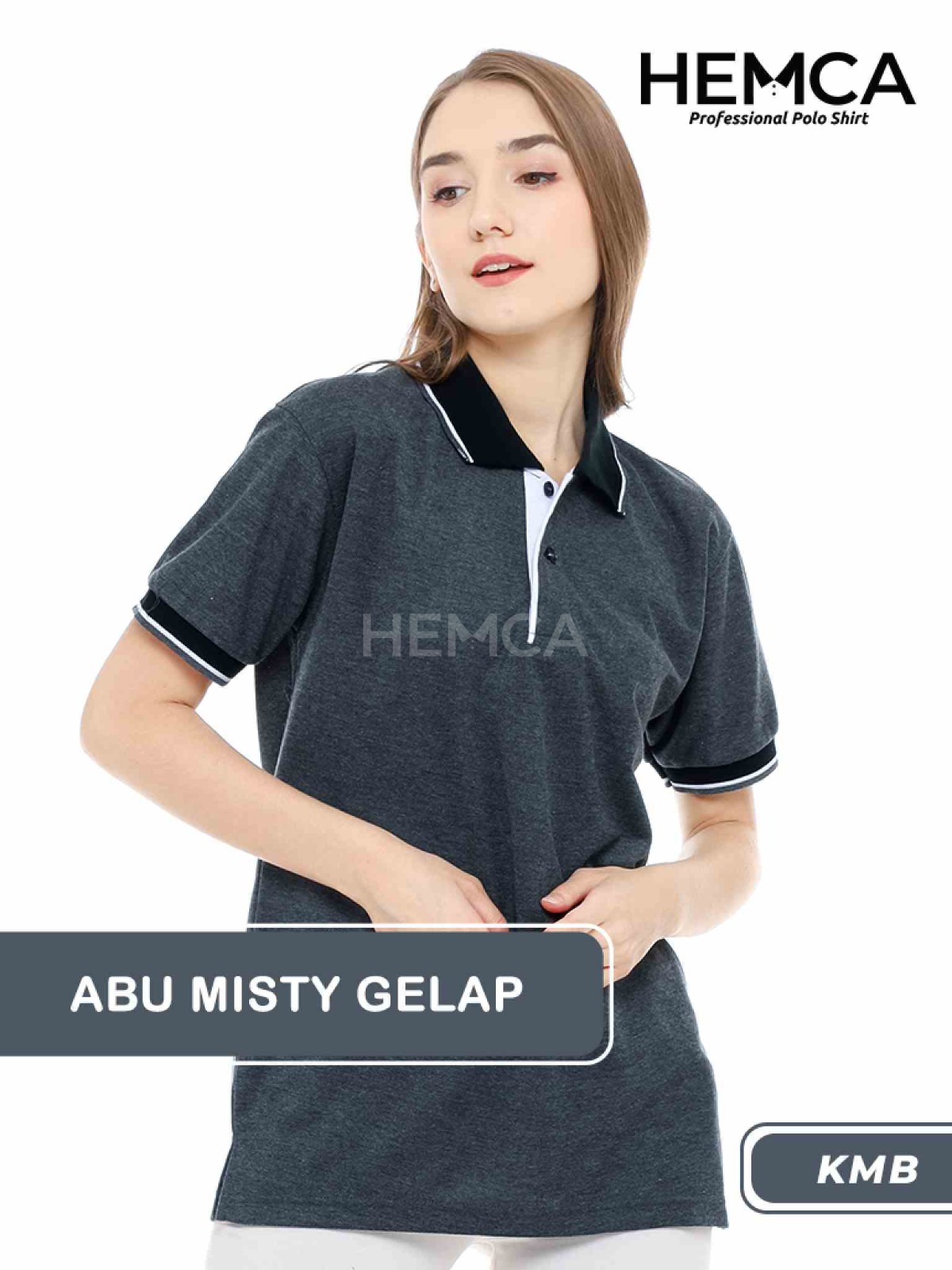 Polo Kombinasi Abu Misty Gelap