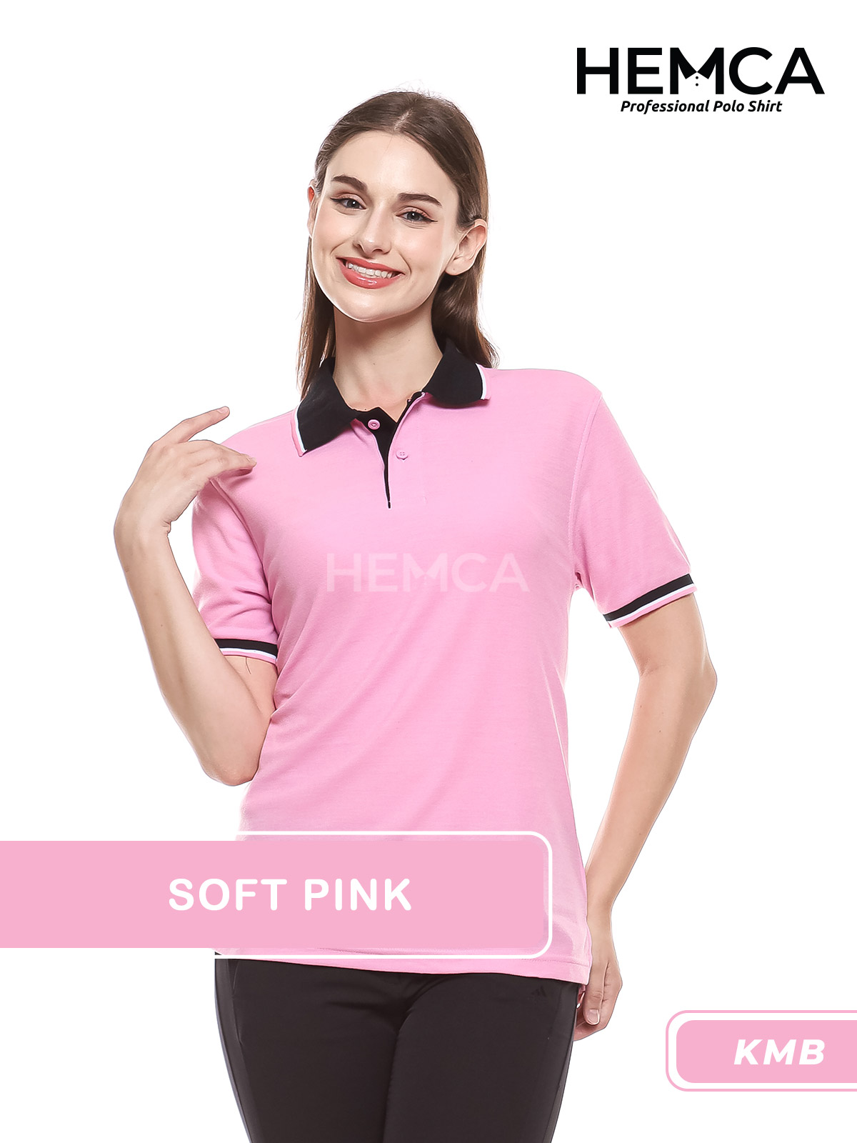 Polo Kombinasi Soft Pink