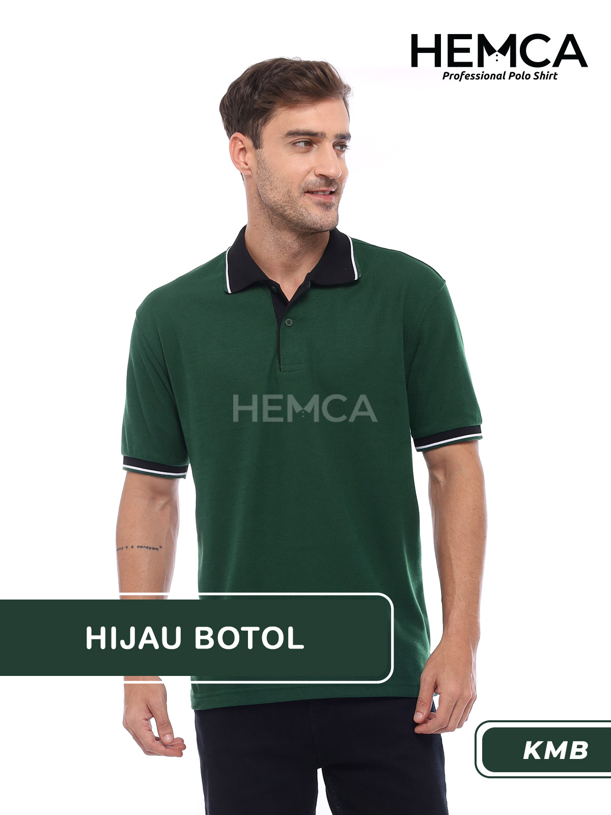Polo Kombinasi Hijau Botol