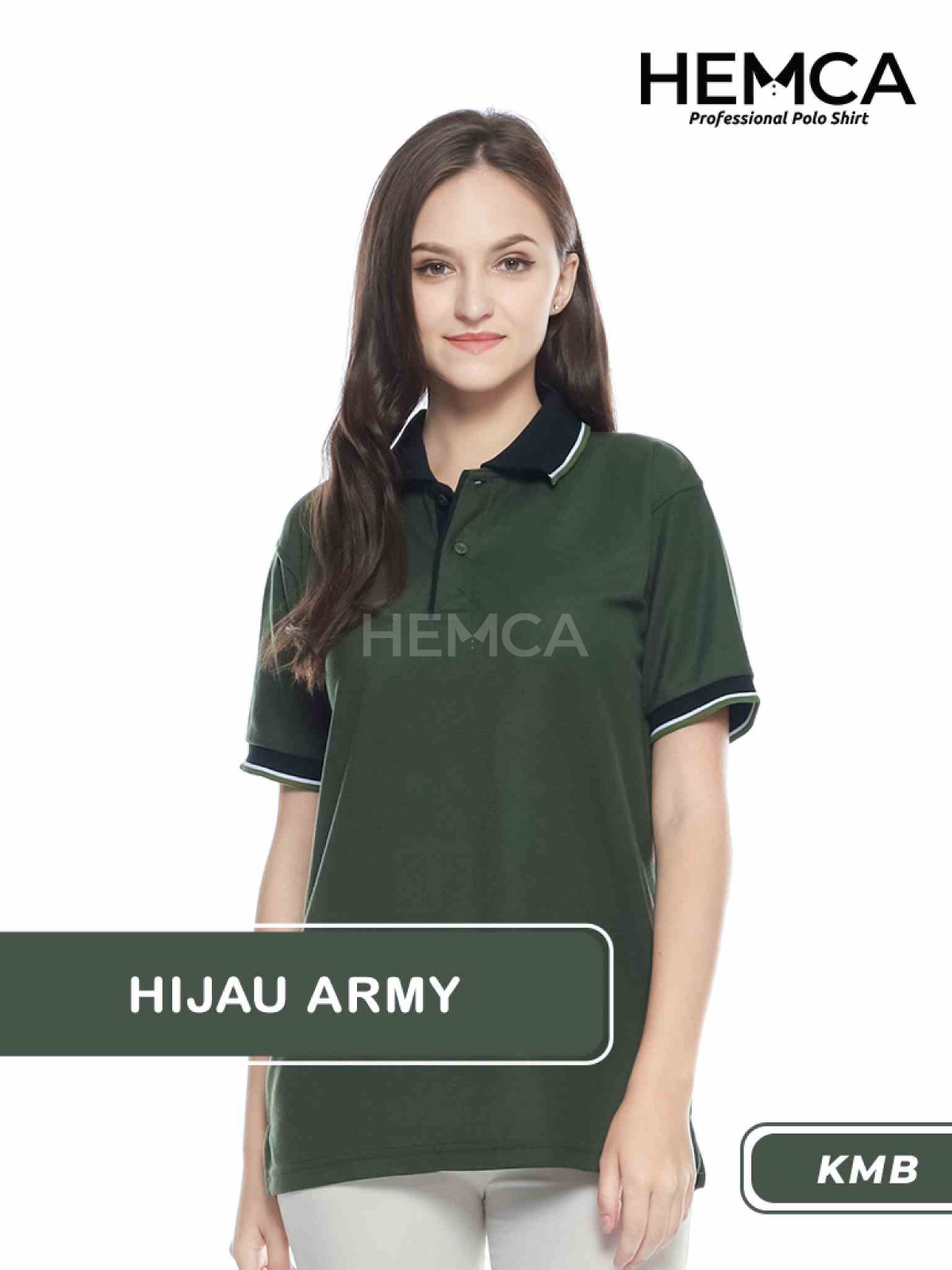 Polo Kombinasi Hijau Army