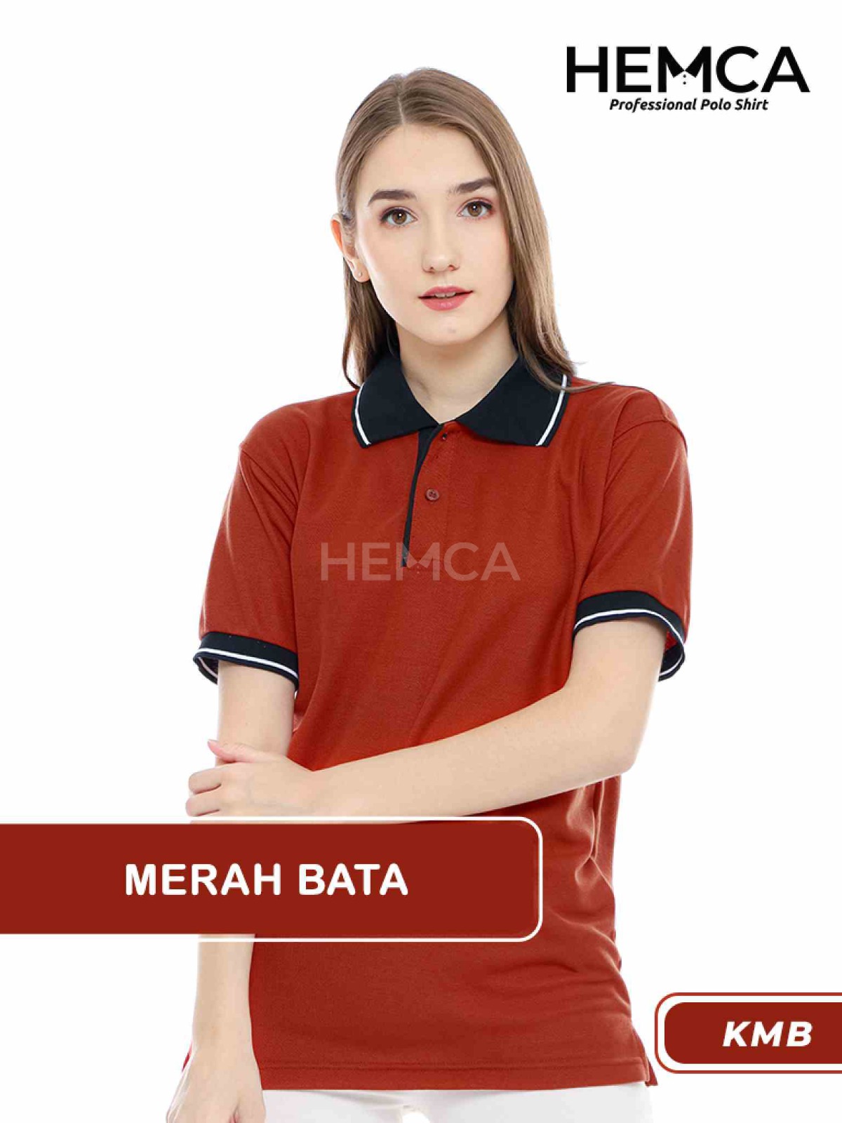 Polo Kombinasi Merah Bata