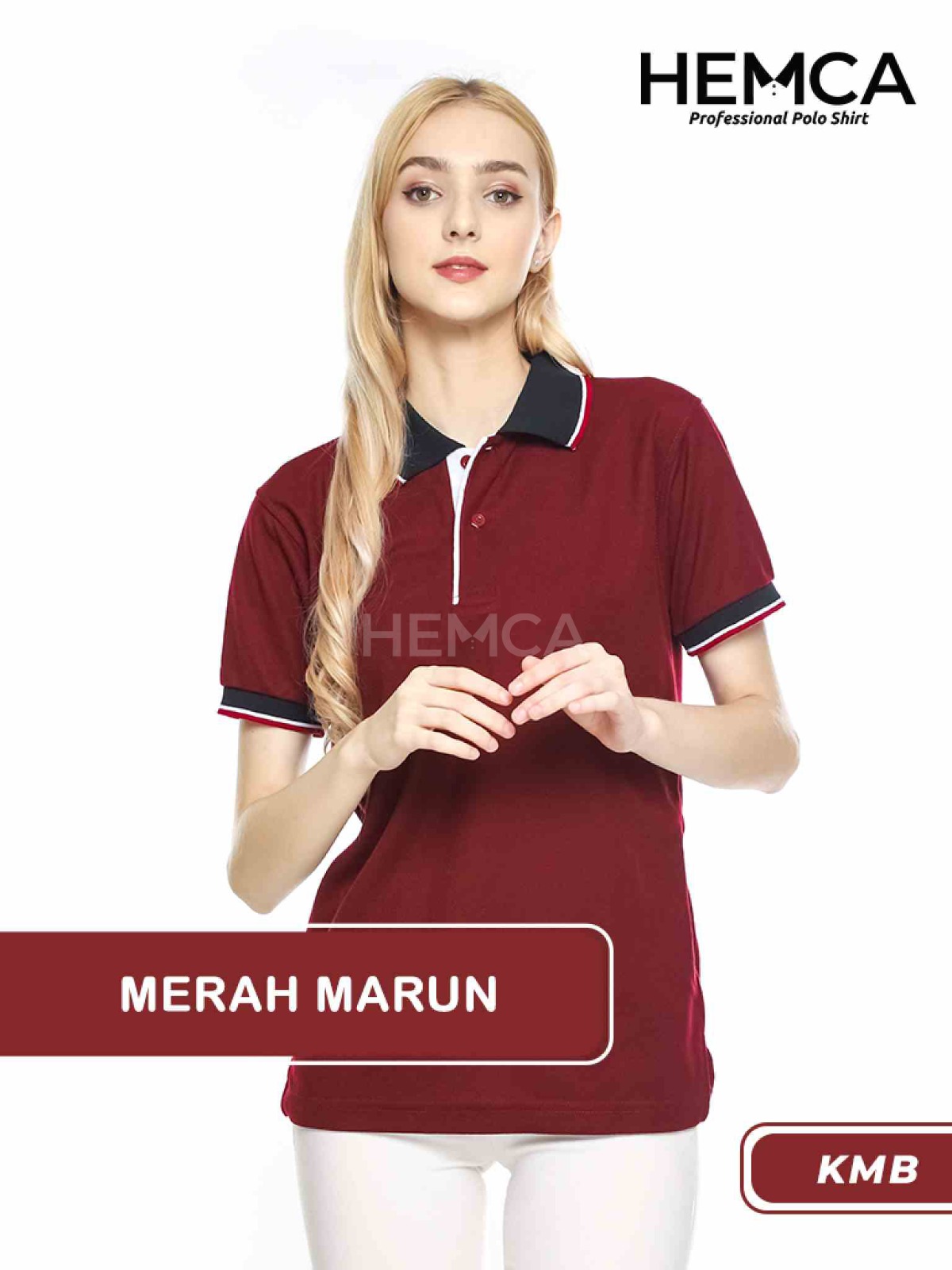 Polo Kombinasi Merah Marun