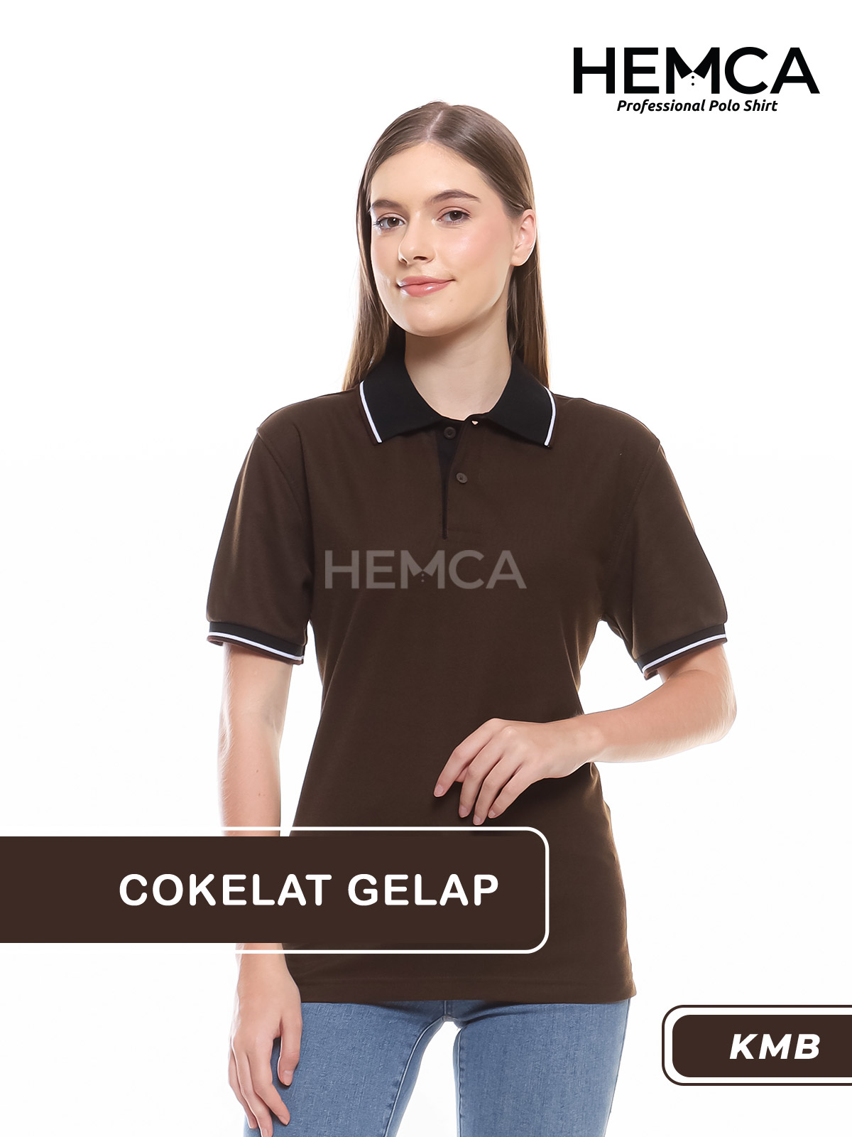 Polo Kombinasi Cokelat Gelap
